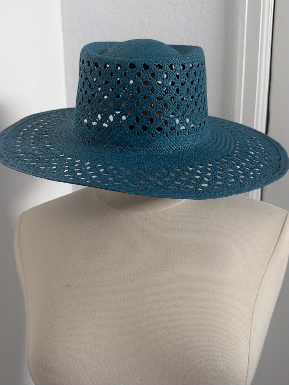Teal Wide-Brim Woven Sun Hat - Women Accessories
